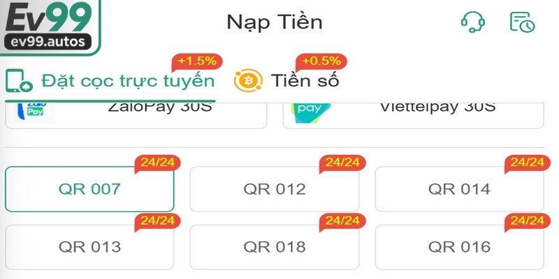 Chỉ dẫn các thao tác nạp tiền EV99 chuẩn chỉnh 